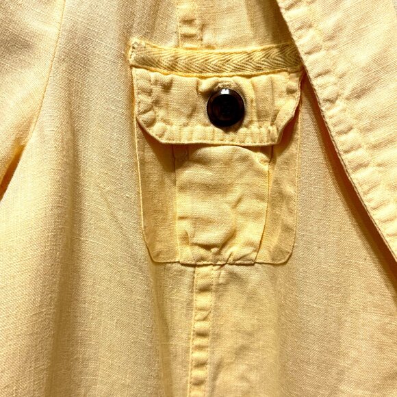 Chico’s size 2 (L) Yellow Linen long sleeve button front Lightweight Jacket - Picture 3 of 7